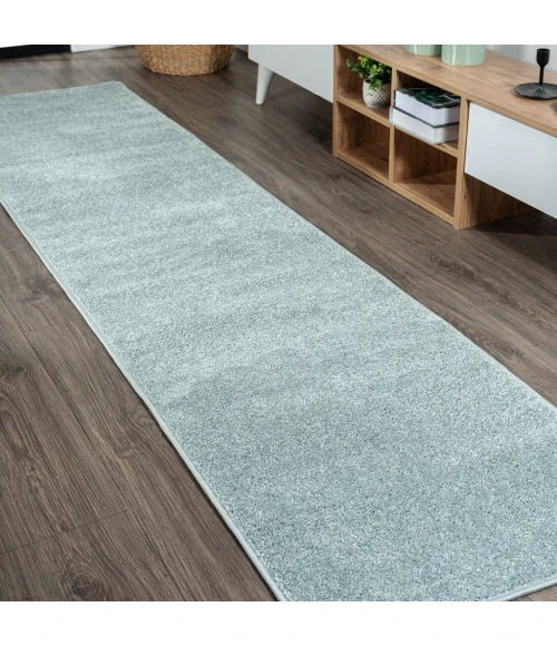 Haze Solid Low-Pile Light Blue 2 ft. x 12 ft. Runner Rug