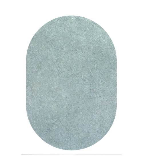 Haze Solid Low-Pile Light Blue 6 ft. x 9 ft. Oval Area Rug