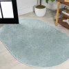 Jonathany Supersoft SEU100S Light Blue Area Rug 3 ft. X 5 ft. Oval