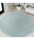 Haze Solid Low-Pile Light Blue 4' Round Area Rug