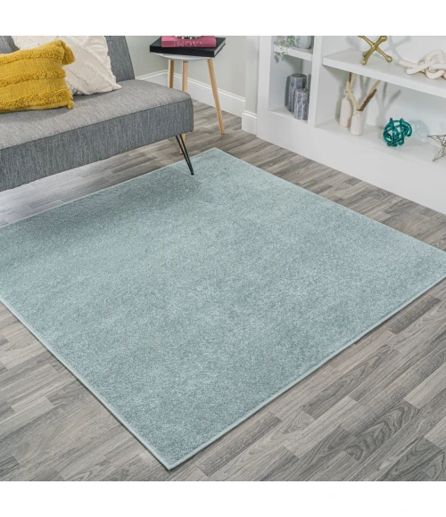Haze Solid Low-Pile Light Blue 7' Square Area Rug