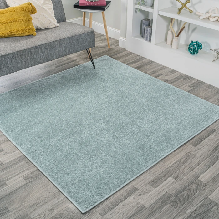 Haze Solid Low-Pile Light Blue 9' Square Area Rug