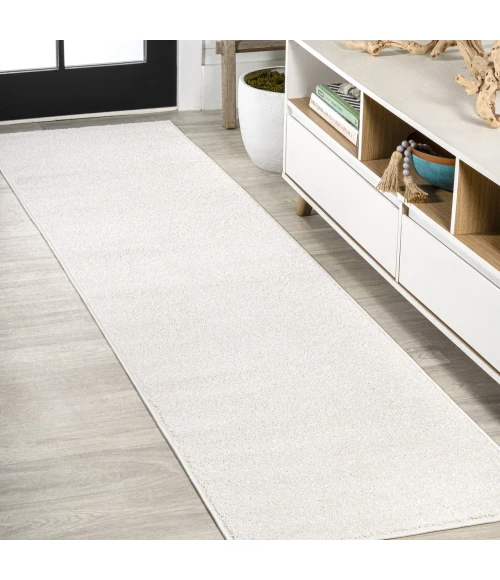 Haze Solid Low-Pile Cream 2 ft. x 8 ft. Runner Rug