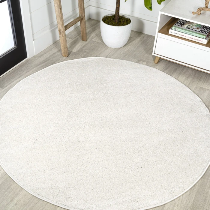 Haze Solid Low-Pile Cream 6' Round Area Rug