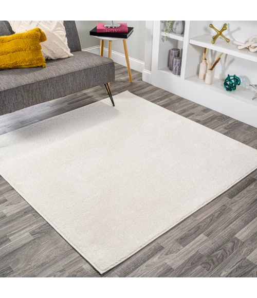 Haze Solid Low-Pile Cream 7' Square Area Rug