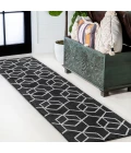 Tumbling Blocks Modern Geometric Black/White 2 ft. x 8 ft. Runner Rug