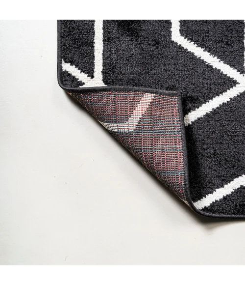 Tumbling Blocks Modern Geometric Black/White 5 ft. x 8 ft. Area Rug