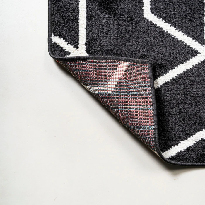 Tumbling Blocks Modern Geometric Black/White 3 ft. x 5 ft. Area Rug