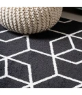 Tumbling Blocks Modern Geometric Black/White 5 ft. x 8 ft. Area Rug