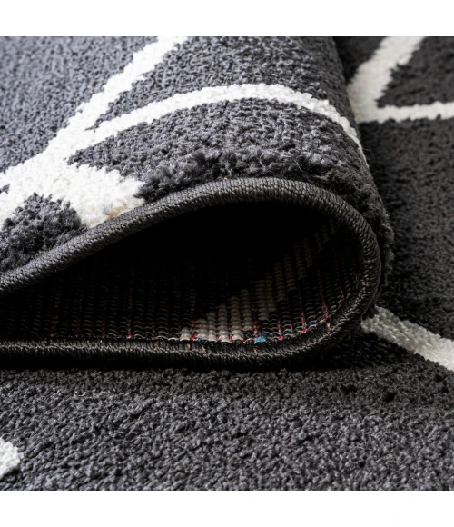 Tumbling Blocks Modern Geometric Black/White 2 ft. x 8 ft. Runner Rug