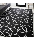 Tumbling Blocks Modern Geometric Black/White 5 ft. x 8 ft. Area Rug