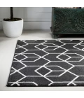 Tumbling Blocks Modern Geometric Black/White 5 ft. x 8 ft. Area Rug