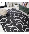Tumbling Blocks Modern Geometric Black/White 5 ft. x 8 ft. Area Rug