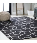 Tumbling Blocks Modern Geometric Black/White 5 ft. x 8 ft. Area Rug