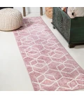 Tumbling Blocks Modern Geometric Rose/White 2 ft. x 8 ft. Runner Rug