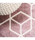 Tumbling Blocks Modern Geometric Rose/White 2 ft. x 8 ft. Runner Rug
