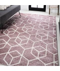 Tumbling Blocks Modern Geometric Rose/White 4 ft. x 6 ft. Area Rug