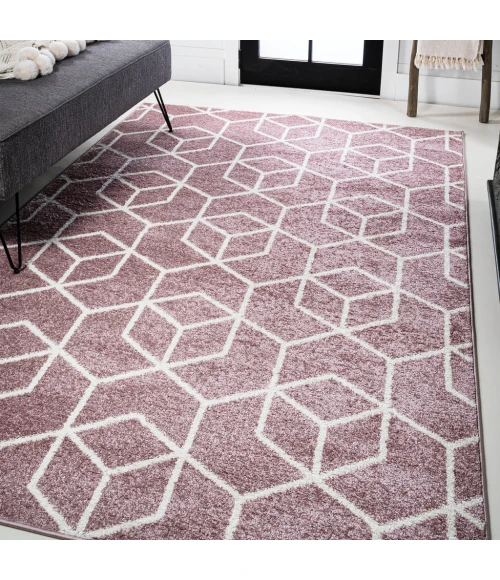 Tumbling Blocks Modern Geometric Rose/White 4 ft. x 6 ft. Area Rug