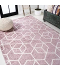 Tumbling Blocks Modern Geometric Rose/White 4 ft. x 6 ft. Area Rug