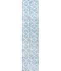 Tumbling Blocks Modern Geometric Light Blue/White 2 ft. x 8 ft. Runner Rug