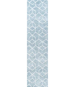 Jonathany Supersoft SEU101C Light Blue/White Area Rug 2 ft. X 8 ft. Runner