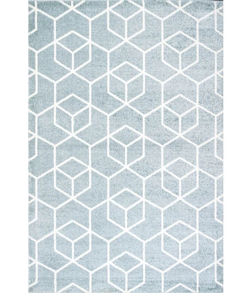 Tumbling Blocks Modern Geometric Light Blue/White 3 ft. x 5 ft. Area Rug