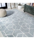 Tumbling Blocks Modern Geometric Light Blue/White 3 ft. x 5 ft. Area Rug