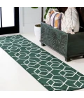 Tumbling Blocks Modern Geometric Green/White 2 ft. x 8 ft. Runner Rug