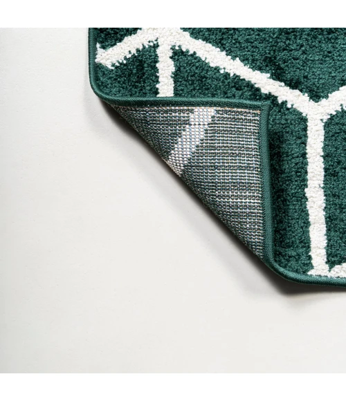 Tumbling Blocks Modern Geometric Green/White 3 ft. x 5 ft. Area Rug