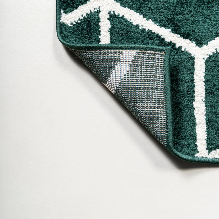 Tumbling Blocks Modern Geometric Green/White 8 ft. x 10 ft. Area Rug