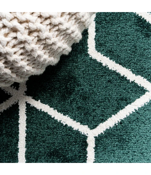 Tumbling Blocks Modern Geometric Green/White 3 ft. x 5 ft. Area Rug