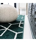 Tumbling Blocks Modern Geometric Green/White 2 ft. x 8 ft. Runner Rug
