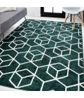 Tumbling Blocks Modern Geometric Green/White 3 ft. x 5 ft. Area Rug