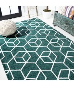 Jonathany Supersoft SEU101D Green/White Area Rug 3 ft. X 5 ft. Rectangle