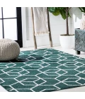 Tumbling Blocks Modern Geometric Green/White 3 ft. x 5 ft. Area Rug