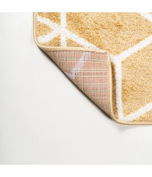 Tumbling Blocks Modern Geometric Gold/White 3 ft. x 5 ft. Area Rug