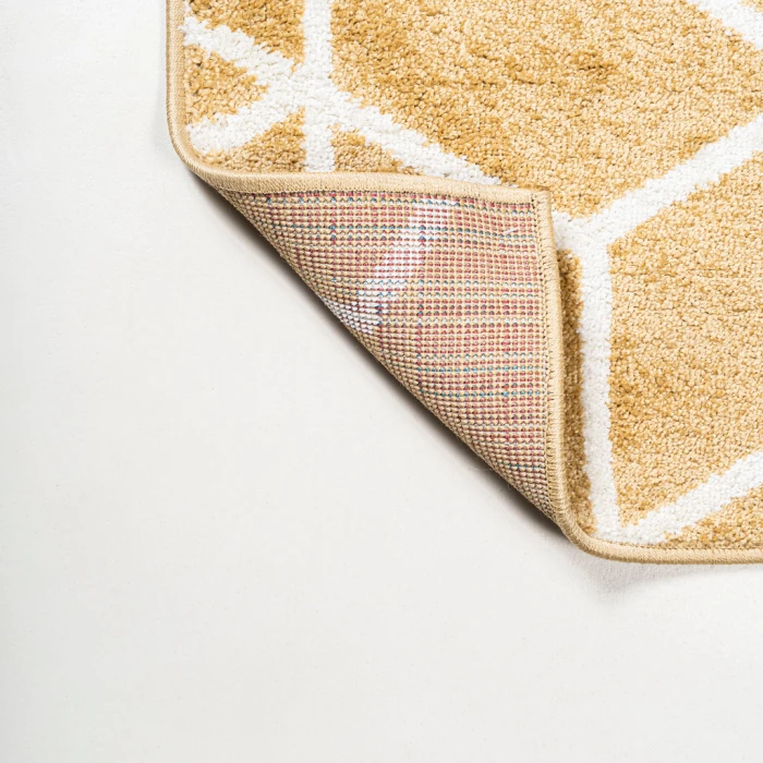 Tumbling Blocks Modern Geometric Gold/White 8 ft. x 10 ft. Area Rug