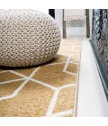 Tumbling Blocks Modern Geometric Gold/White 2 ft. x 8 ft. Runner Rug
