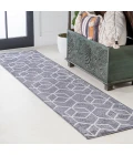 Tumbling Blocks Modern Geometric Gray/White 2 ft. x 8 ft. Runner Rug