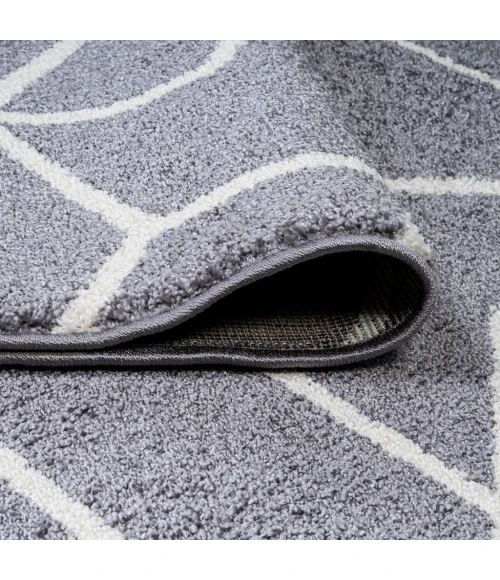 Tumbling Blocks Modern Geometric Gray/White 2 ft. x 8 ft. Runner Rug