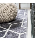 Tumbling Blocks Modern Geometric Gray/White 2 ft. x 8 ft. Runner Rug
