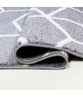 Tumbling Blocks Modern Geometric Gray/White 2 ft. x 8 ft. Runner Rug