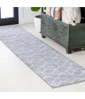 Tumbling Blocks Modern Geometric Light Gray/White 2 ft. x 8 ft. Runner Rug