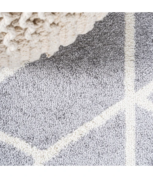 Tumbling Blocks Modern Geometric Light Gray/White 3 ft. x 5 ft. Area Rug