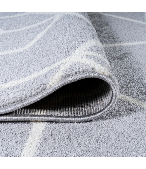 Tumbling Blocks Modern Geometric Light Gray/White 2 ft. x 8 ft. Runner Rug