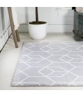 Tumbling Blocks Modern Geometric Light Gray/White 3 ft. x 5 ft. Area Rug