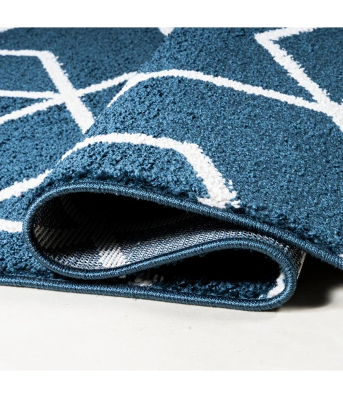 Tumbling Blocks Modern Geometric Navy/White 2 ft. x 8 ft. Runner Rug