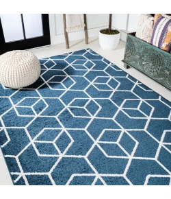 Jonathany Supersoft SEU101H Navy/White Area Rug 5 ft. X 8 ft. Rectangle