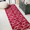 Jonathany Supersoft SEU101I Red/White Area Rug 2 ft. X 8 ft. Runner