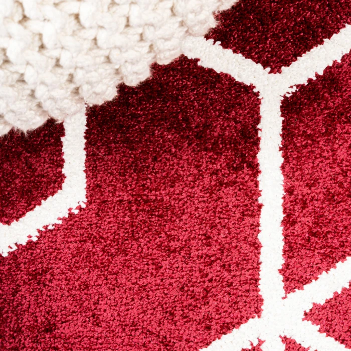 Tumbling Blocks Modern Geometric Red/White 3 ft. x 5 ft. Area Rug